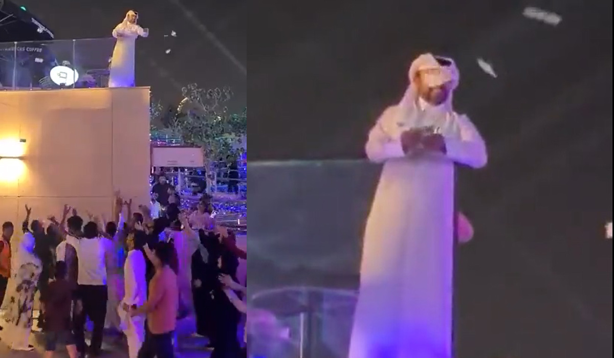 Throwing Qatari currency